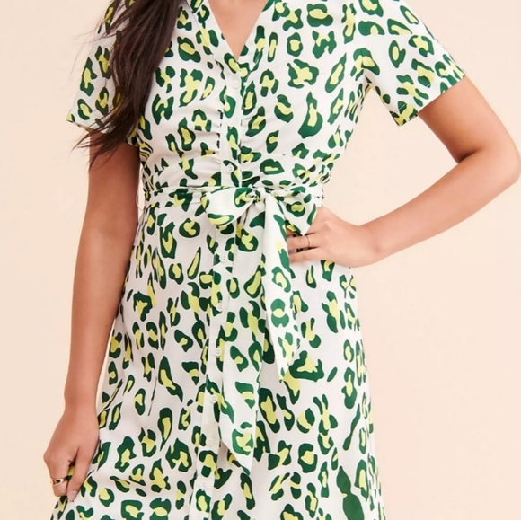 Anthropologie Dresses & Skirts - Anthropologie Kourt Kismet Green Leopard Dress